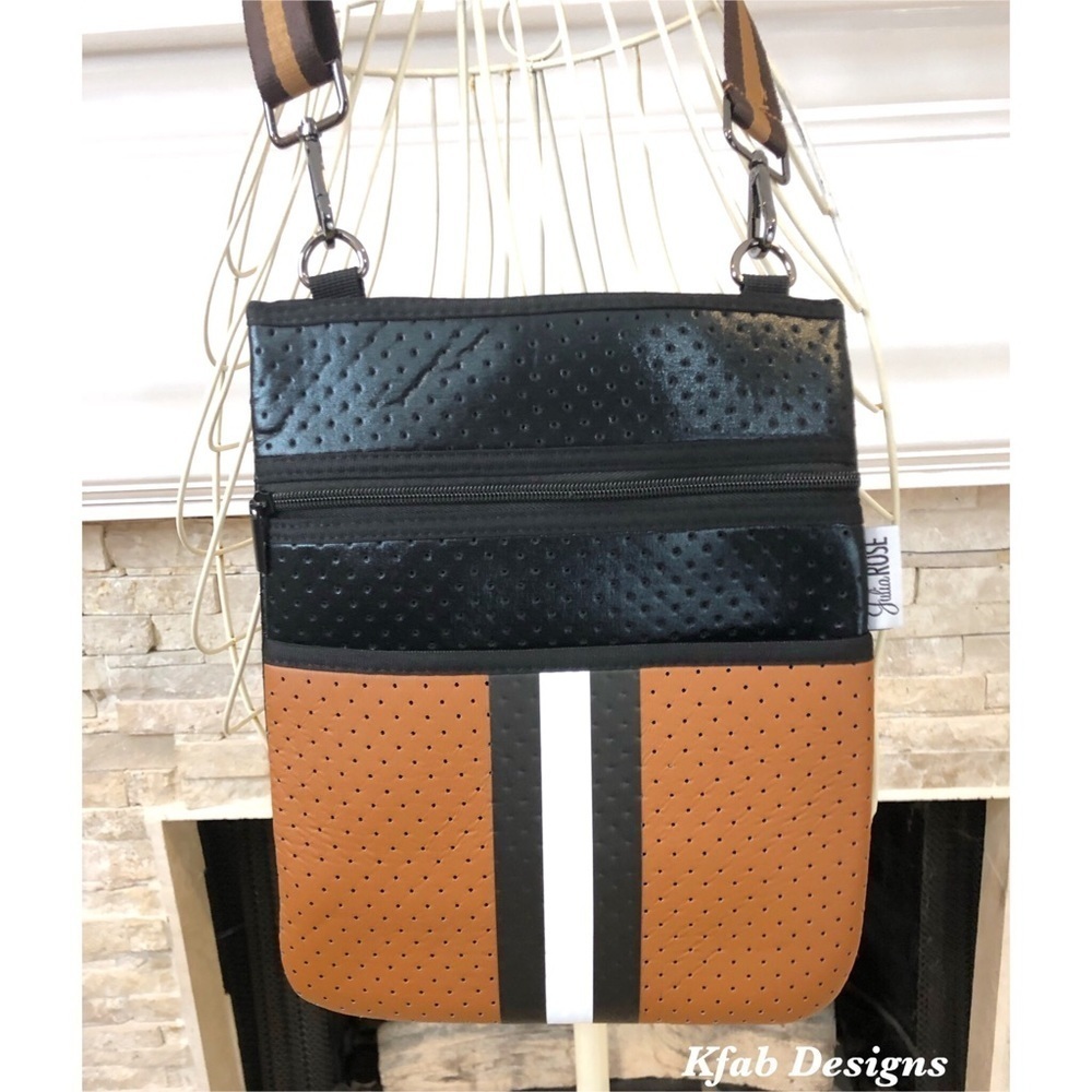 LAST 1! Neoprene Crossbody Tote Bag- Caramel - Picture 8 of 9